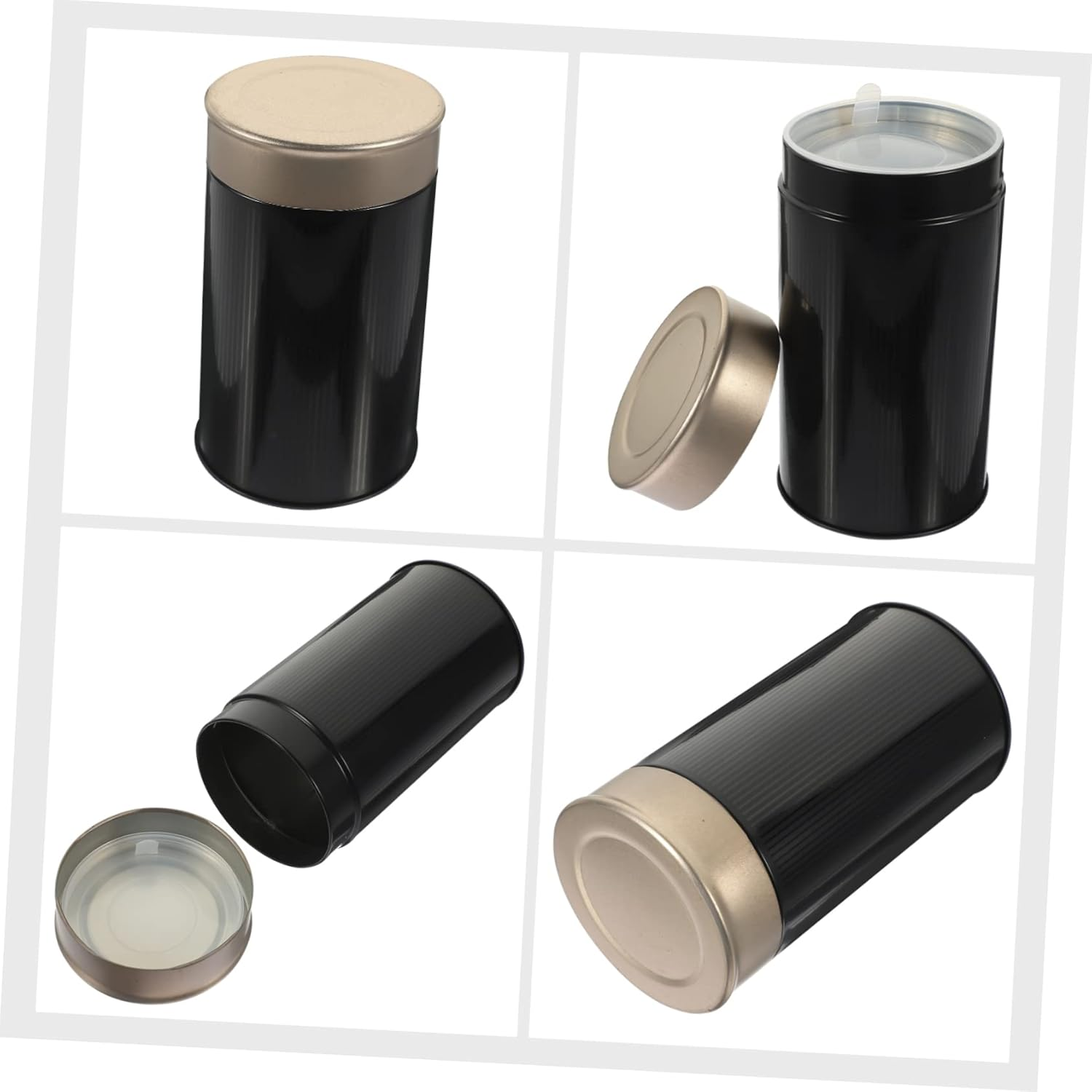 COLLBATH 6Pcs Metal Tea Tins for Loose Tea Storage Bag Organizers Fashionable Jars Portable Cover Rustproof for Home Office