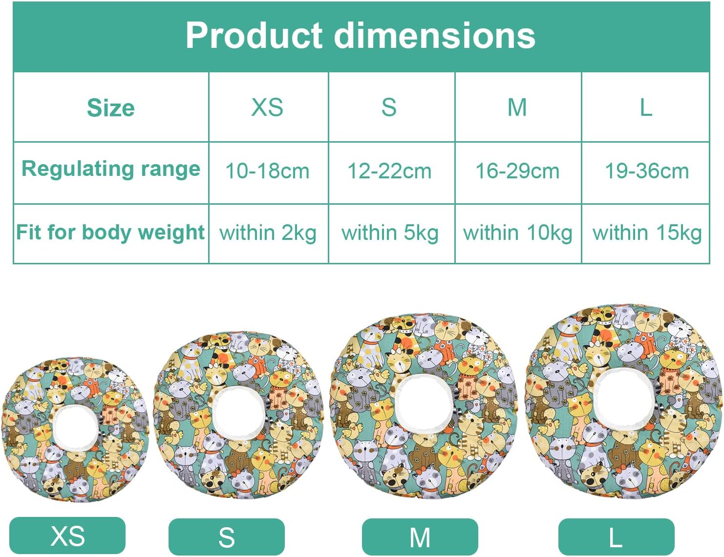 Cat Dog Collar, Soft Protective Collar Cat anti Bite Recovery Collar Protective Collar, Adjustable Protective Collar to Prevent Infections, Cat Collar Cotton for Puppies Kittens, S image number 4