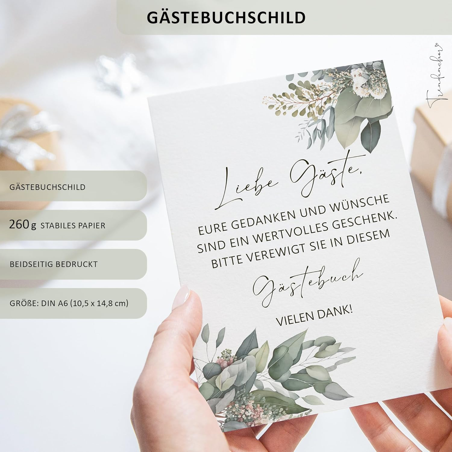 My Birthday Guest Book with Wine Labels - Memory Book Eucalyptus Look Family & Friends to Fill in No Questions - Blank Hardcover 72 Pages (Mein Geburtstag, 21 X 21 Cm) - 40 My Birthday image number 3