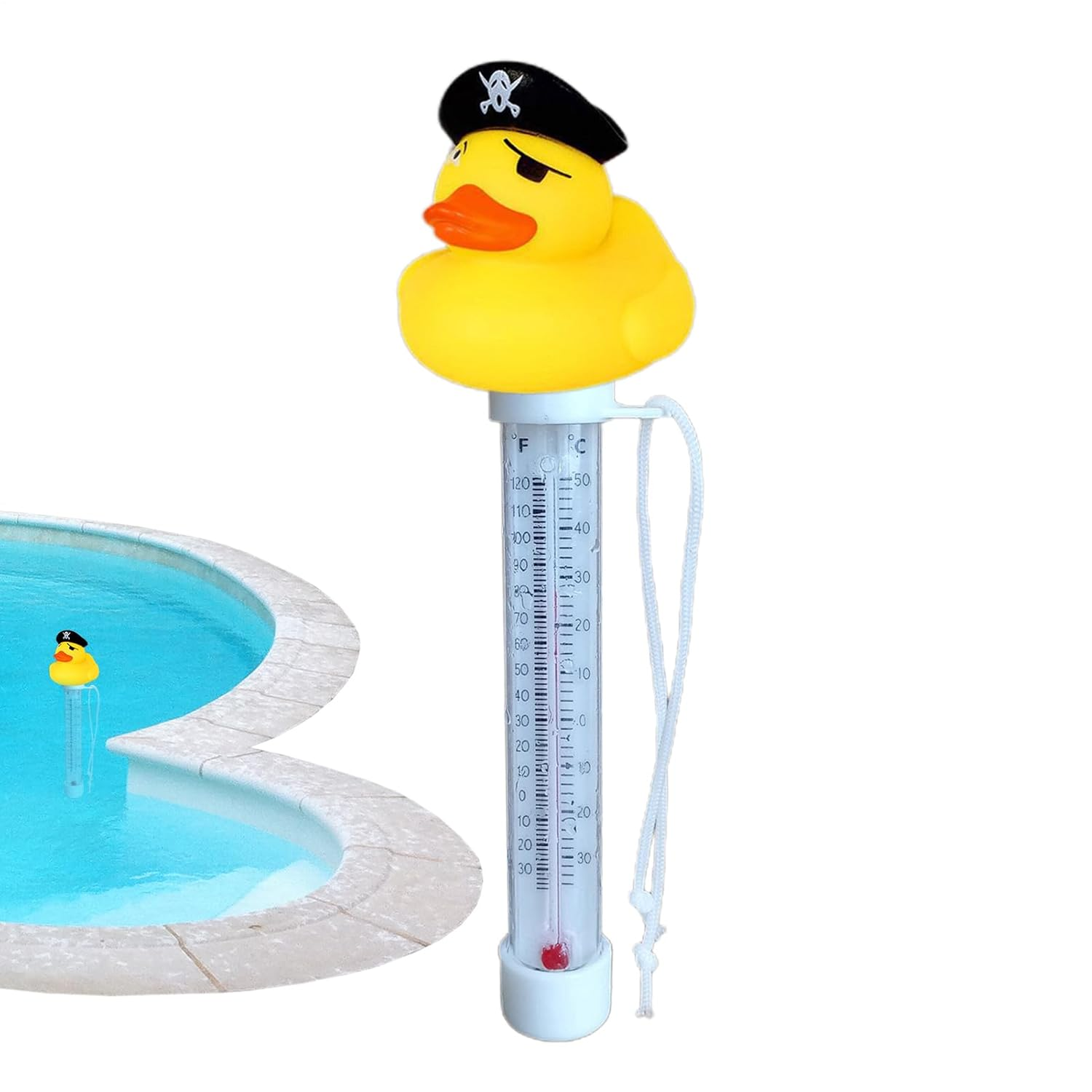 Rubber Duck Floating Thermometer | Duck Easy Read Temperature Gauge with String | Pool Thermometers Floating, for Cold Plunge,Ice Bath, Spa, Hot Tub, Pond,Outdoor & Indoor Swimming Pools - Navy Duck image number 5