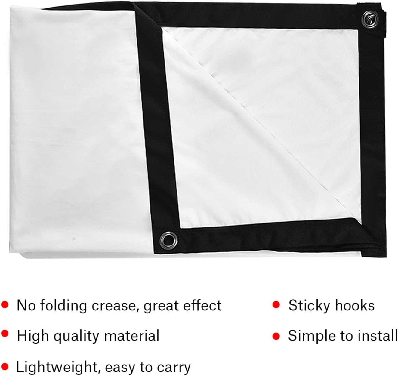 TIKATARER Compact 60-120 Inch White Projector Screen 16:9 with Hanging Holes for Easy Carrying, Projection Screen (120 Inches) image number 1