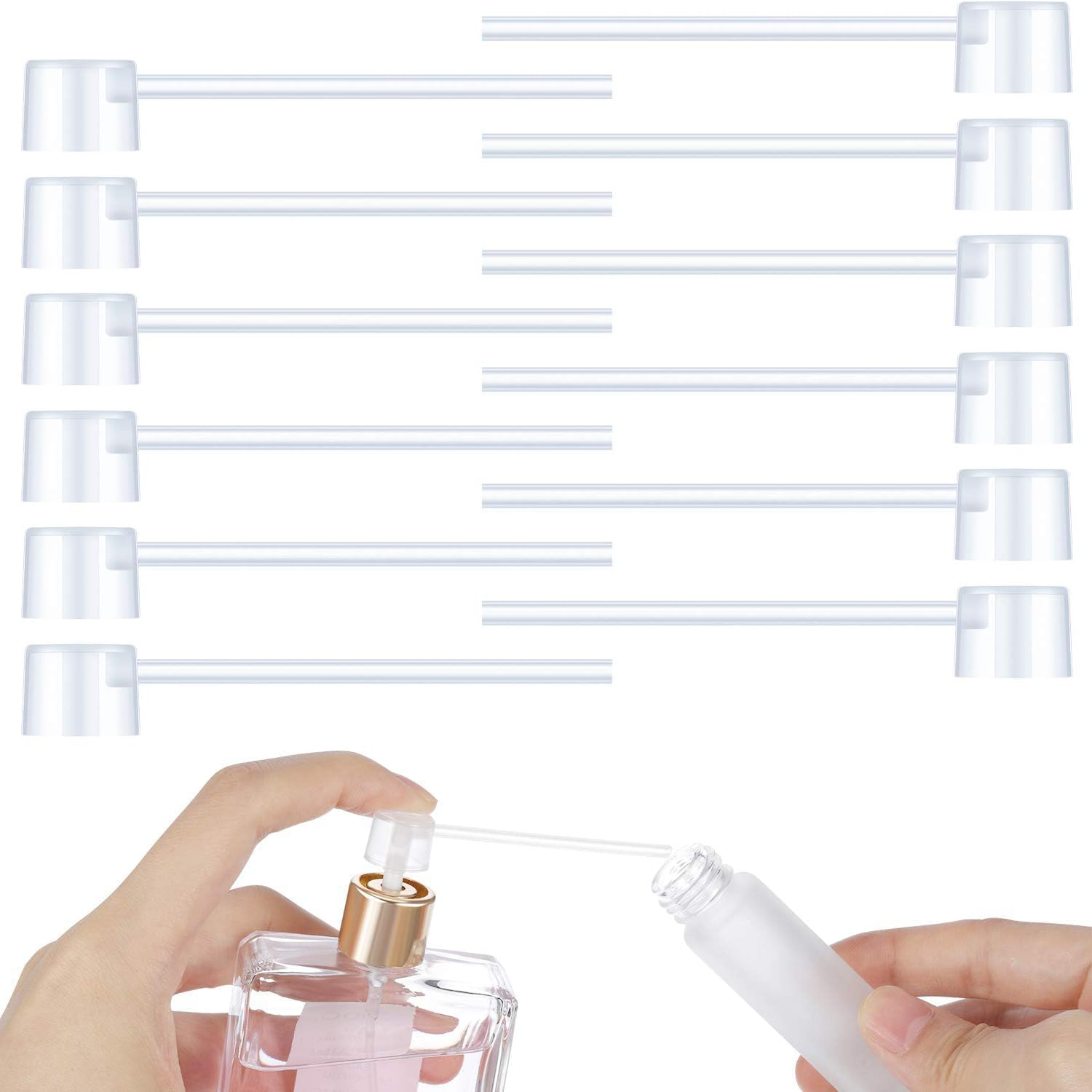 Effortless Refills: 12-Pack Perfume Dispenser Pumps - Travel-Friendly Cosmetic Transfer Tool for Refillable Perfume Spray Bottles image number 5