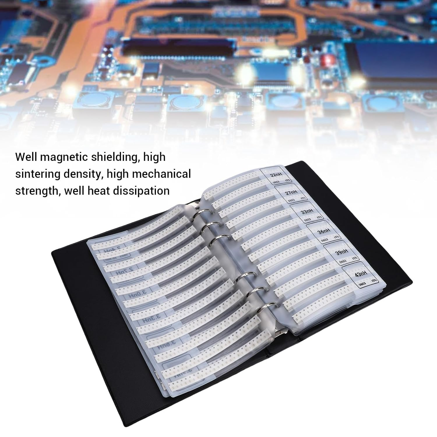 Bewinner 0603 Resistors Kit, 0603 SMD Resistor Assorted Folder, 64 Values X 50Pcs, Electronics Component Assortment Book for Electronics Prototyping and Repairs image number 1