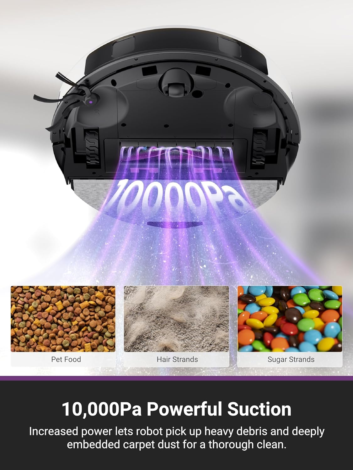 EUREKA E20 Evo plus Robot Vacuum and Mop, Bagless Self-Emptying Station, 10000Pa Suction, anti Hair-Tangling Brush, Lidar Navigation for Carpet&Hard Floors, Auto Lifting Mop, App Control, White image number 4