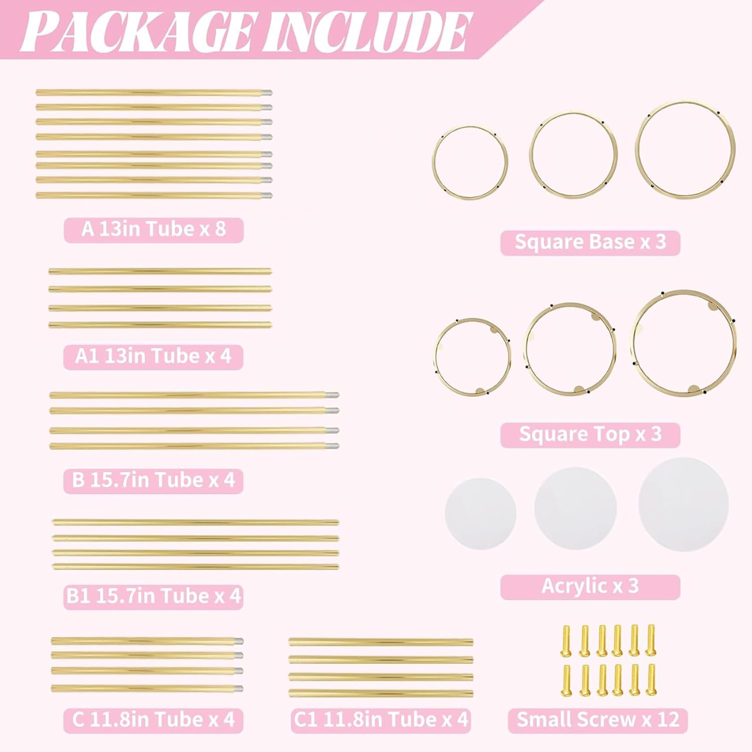 Cylinder Pedestal Stands for Parties, Metal Cake Table round Stand, Display Cylinder Tables for Birthday Party Wedding Living Room Patio, 3PCS Gold image number 6