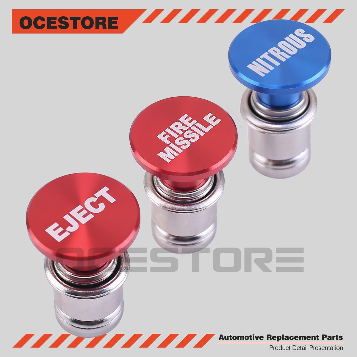OCESTORE 3PCS EJECT FIRE MISSILES NITROUS Button Cigarette Lighter Billet Button Plugs Replacement for 12V Power Source Cover Fits Most Automotive Vehicles Auto Car Anodized Aluminum Dustproof Plug image number 2