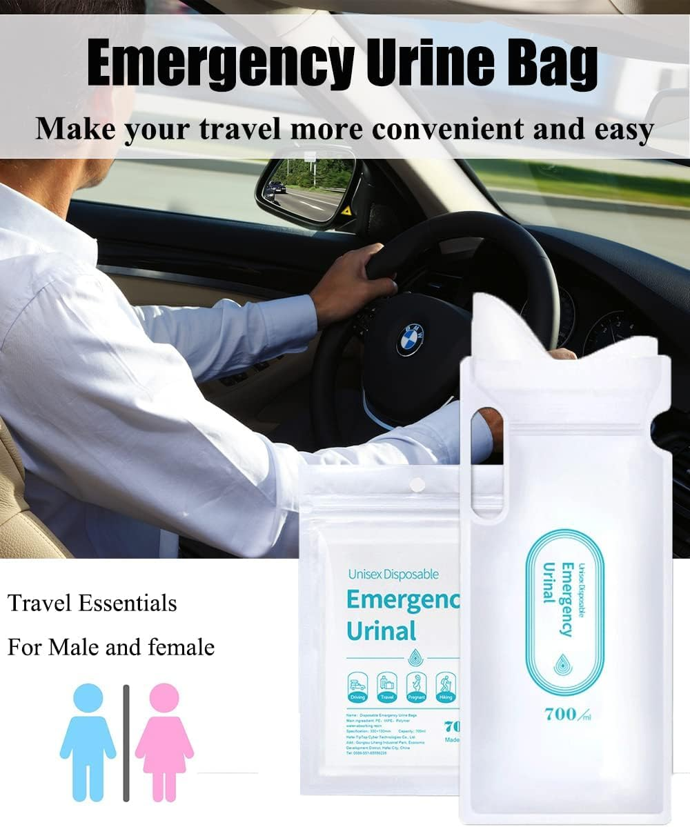 Disposable Urine Bags (10Pcs/700Ml) Disposable Urine Bags Travel Urine Bags Toilet Traffic Jam Emergency Portable Toilet for Men Women Children Patients (White A)
