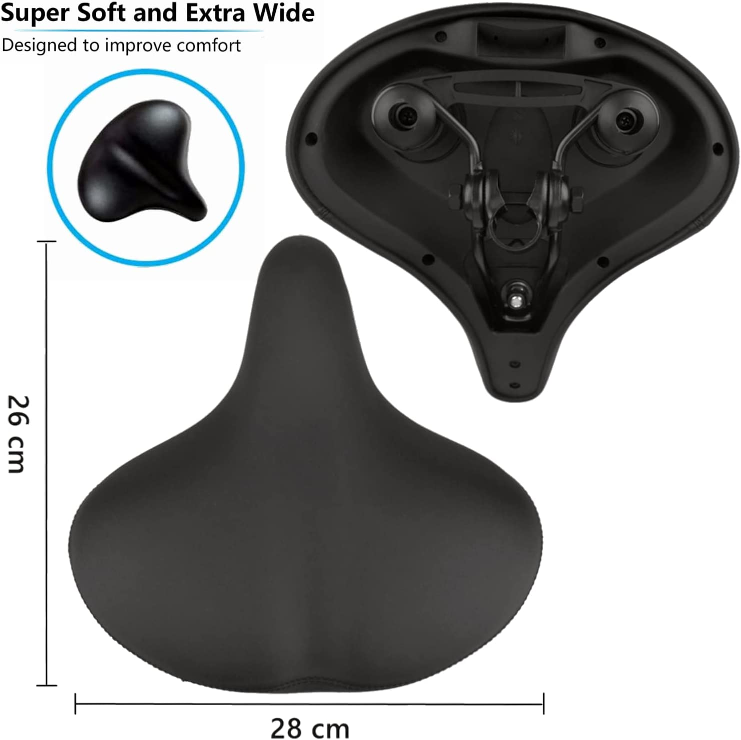 Comfortable Bike Seat Cushion for Women Men, Filled with Soft Memory Foam for Mountain and Road Exercise Bike Seat or Spin Bike Accessories Indoor Cycling Bike Waterproof Bicycle Seat image number 6