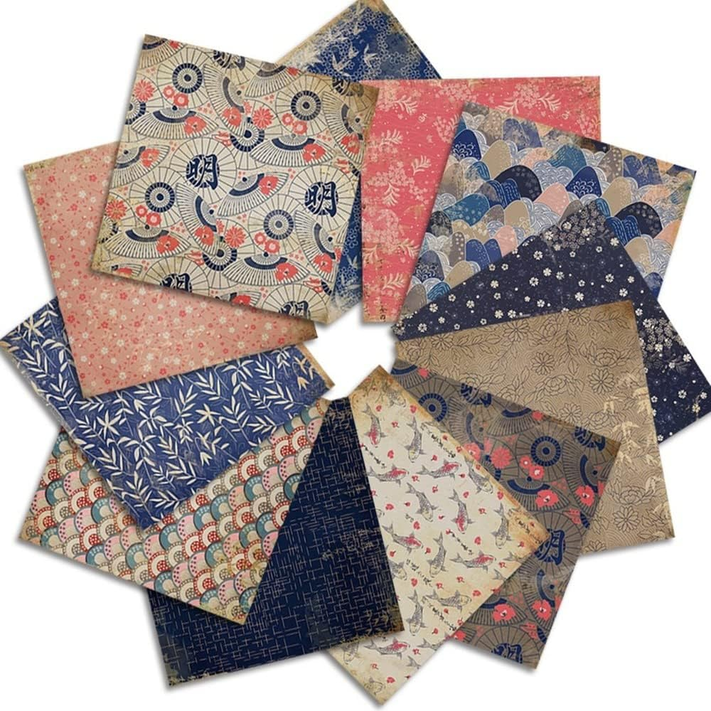 LZBRDY Vintage Japanese Style 6"X6" Junk Journal Decorative Craft Paper Pad, 24 Sheet Single-Sided Scrapbook Paper, 160GSM Cuttable Scrapbooking Card Making Album Supplies image number 5