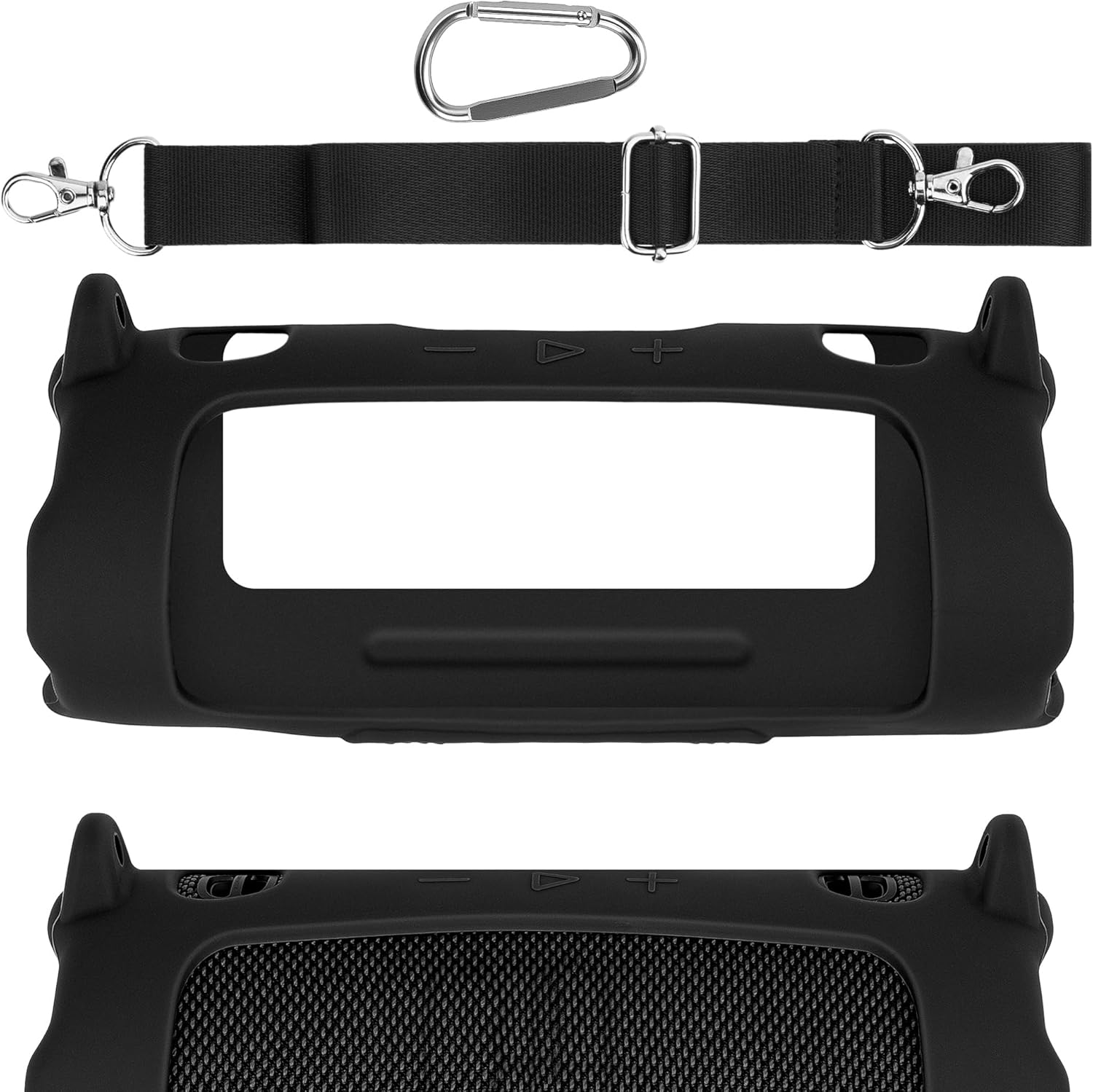 Geekria Silicone Speaker Case Cover Compatible with JBL Charge 6, Protective Soft Skin, Replacement Portable Speakers Travel Carrying Sleeve with Shoulder Strap (Blue)