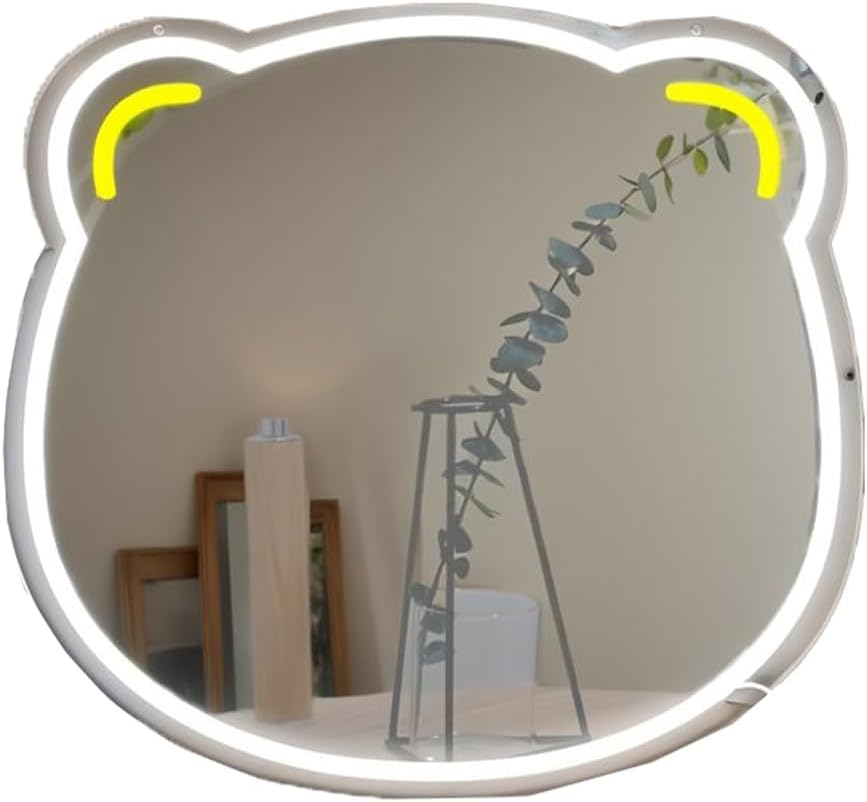 Bear-Shaped Light Makeup Mirror with Led Lighting, Durable Acrylic Vanity Mirror, Makeup Mirror Neon Sign Room Decor, for Room Decor with Lights Teen Girl Gifts