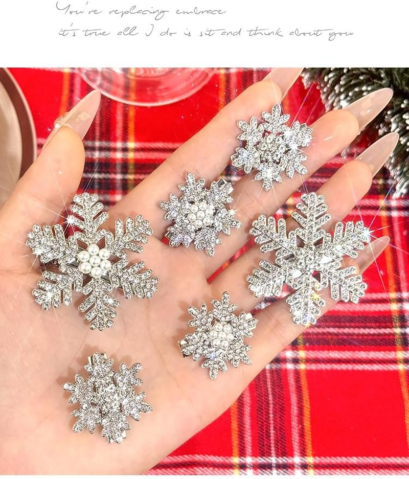 Fdsmall Snowflake Hair Clips Sparkly Rhinestone Snowflake Hair Clips Hair Clips Xmas Holiday Party Hair Pin Hair Clips Hair Accessories for Women (02) image number 4
