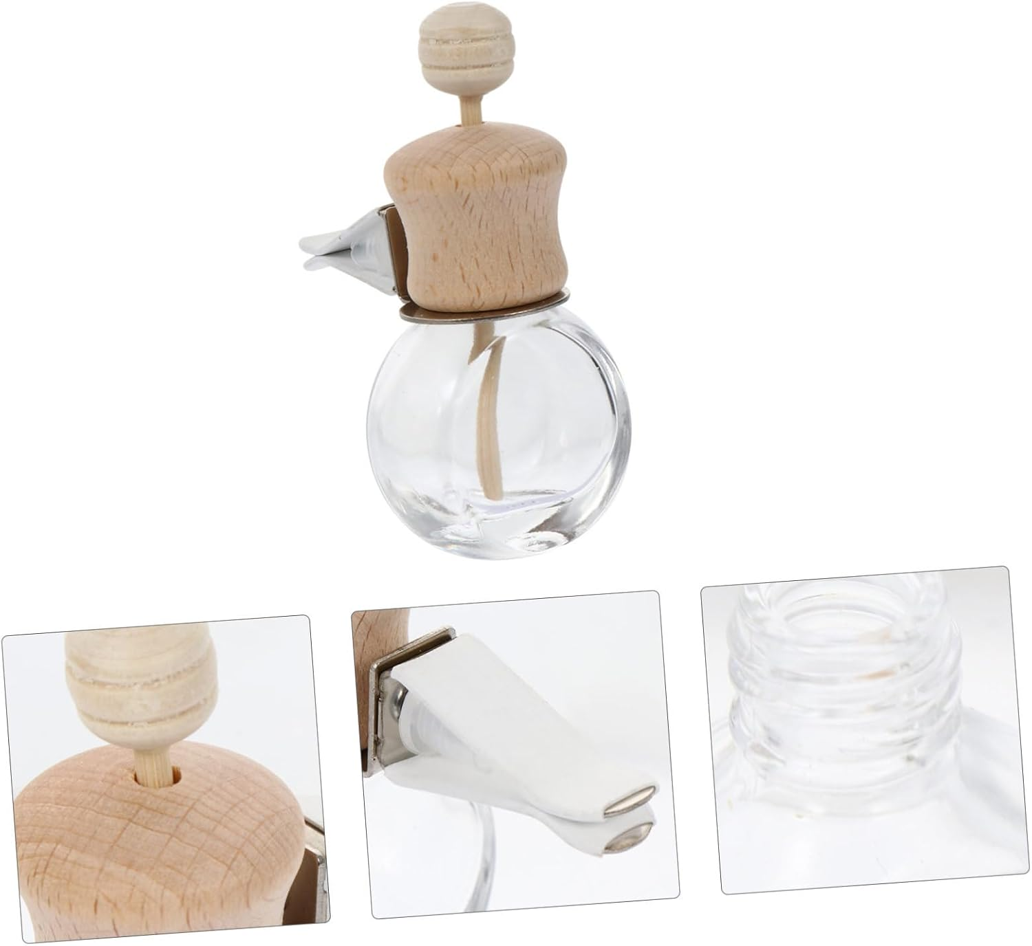 Holibanna 3Sets Car Aroma Diffuser Bottle Air Vent Essential Oil Diffuser Aromatherapy Bottle Diffuser for Car Vent Dressing Tables Room Bookshelf Wooden Lid 3Pcs*3 image number 5
