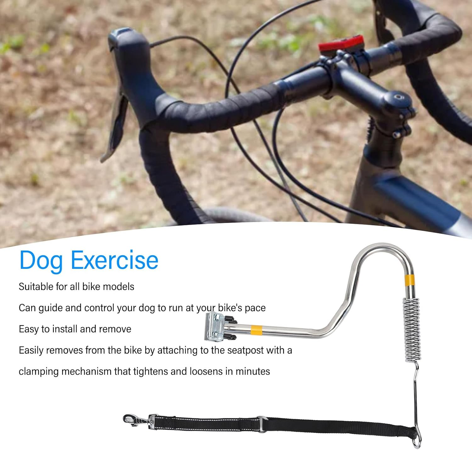 Dog Bike Leash, Handsfree Dog Leash, Bike Dog Leash Attachment with Shock Absorber, Safety Dog Leash Attachment Fit for Outdoor Exercise, Easy to Install and Remove image number 3