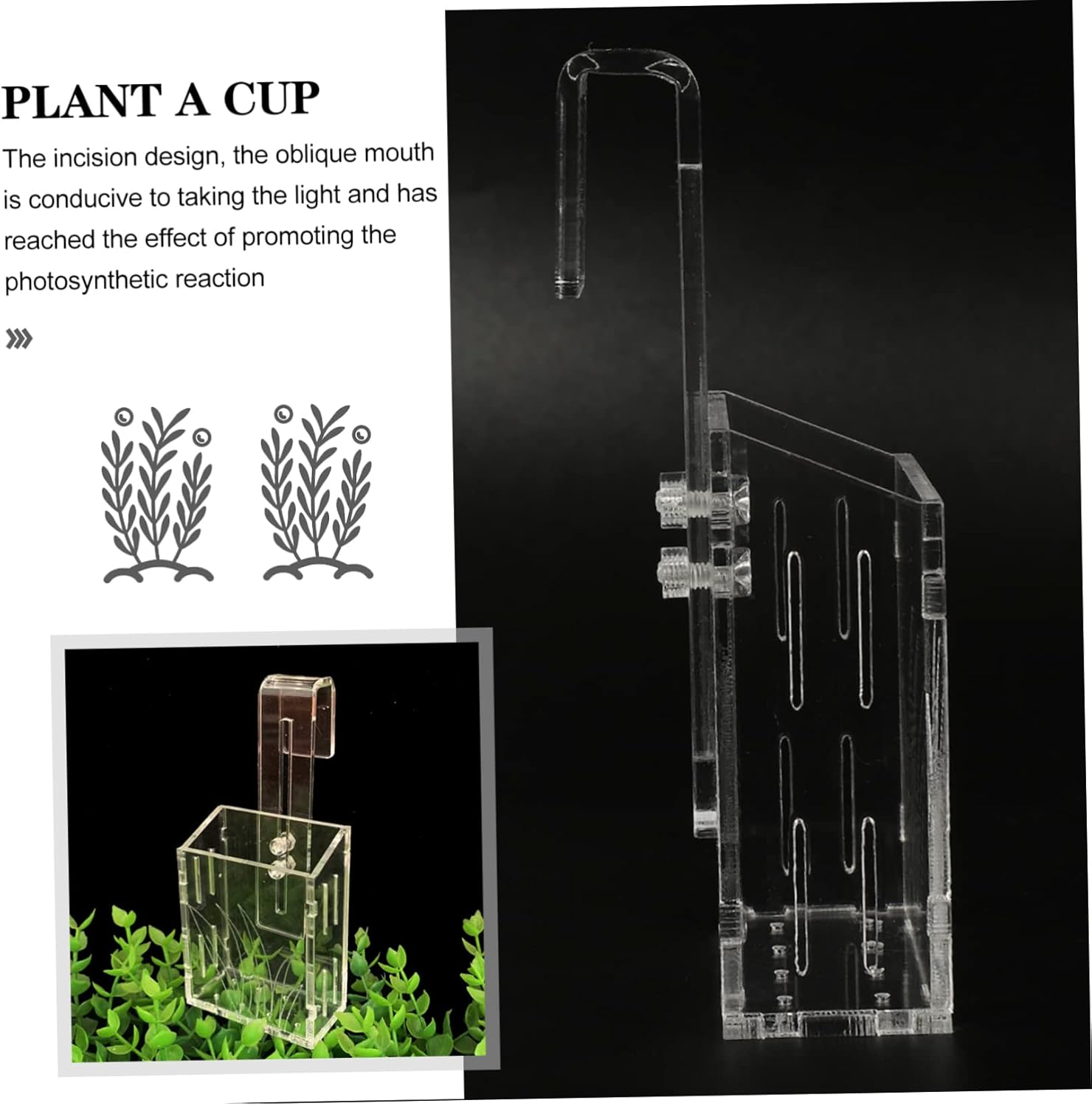 HANABASS Acrylic Aquarium Fish Tank Planter with Hook Small Hanging Water Plants Holder Creative Submersible Planting Cup for Hydroponics and Aquatic Pets image number 5