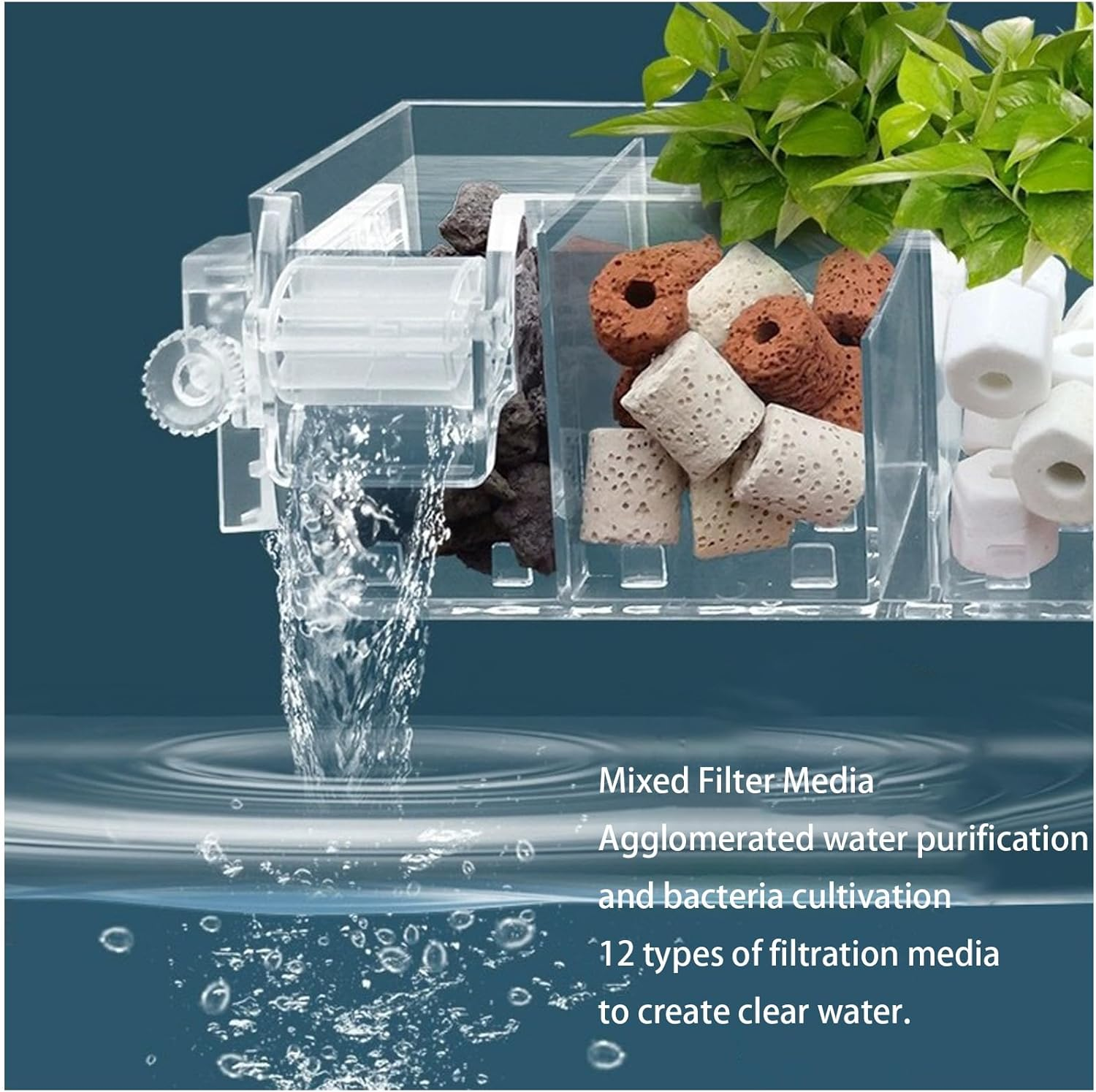 Aquarium Filter Media, 12 in 1 Aquarium Filter Media, Bio Balls Ceramic Rings Set for Aquarium Fish Tank Pond,Fish Tank Filter, Accessories 500G image number 2