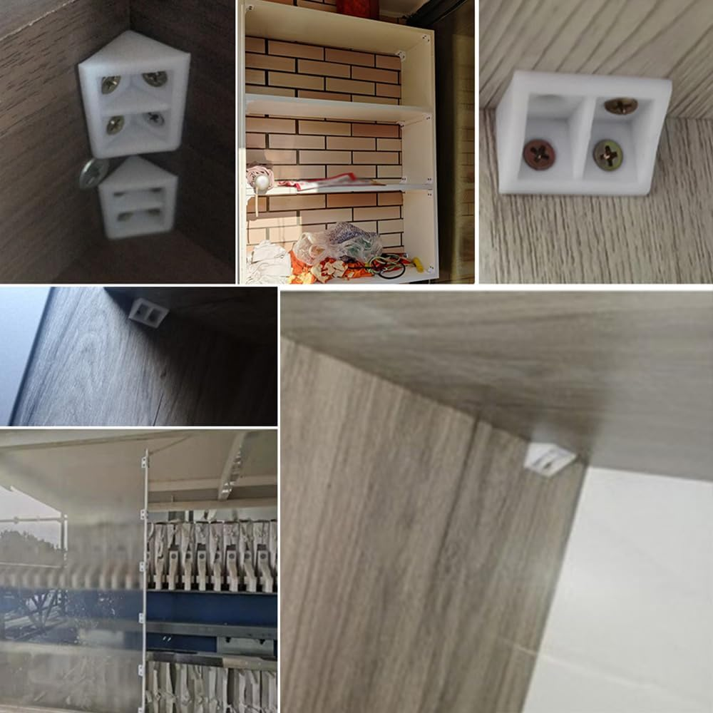Sagasave L Angle Brackets, Plastic Furniture Corner Brace Shelf Support, 90 Degree Brackets, 10 Pieces, 33*19Mm, White, Corner Mount image number 1