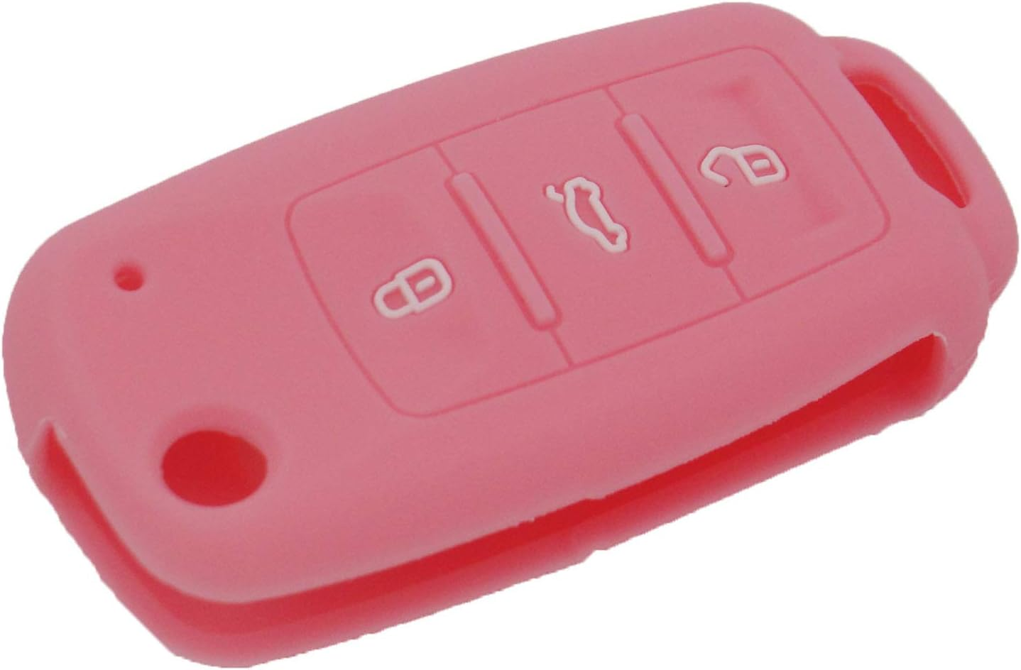 Lemsa 2Pcs Rubber 3 Buttons Flip Key Fob Cover Case Remote Keyless Protector Bag Holder Compatible Withvw Volkswagen Jetta GTI Passat Golf Tiguan Touareg Beetle, Red/Pink image number 2