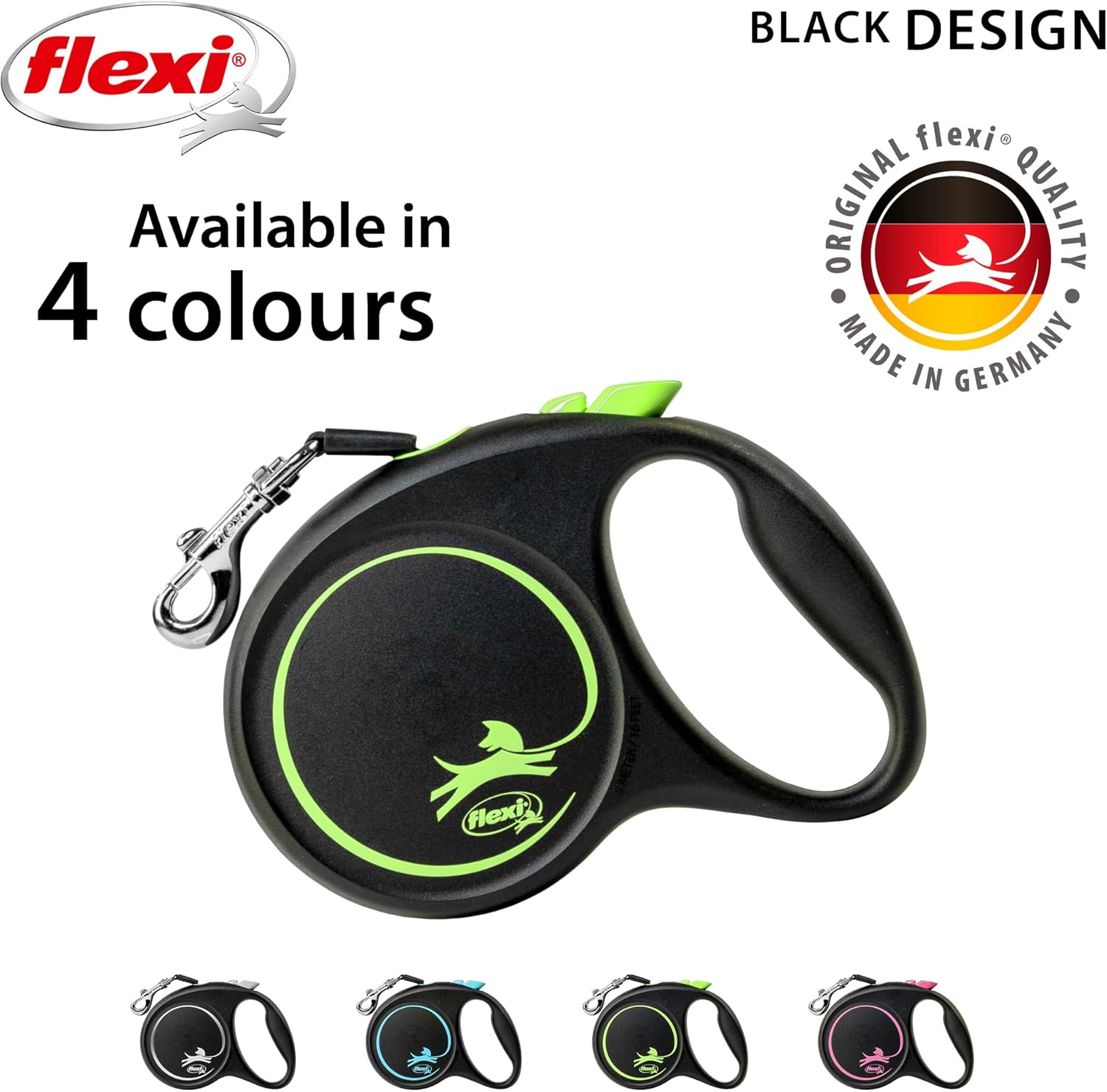 Flexi Black Design Retractable Lead Tape Medium Black/Green 5M image number 2