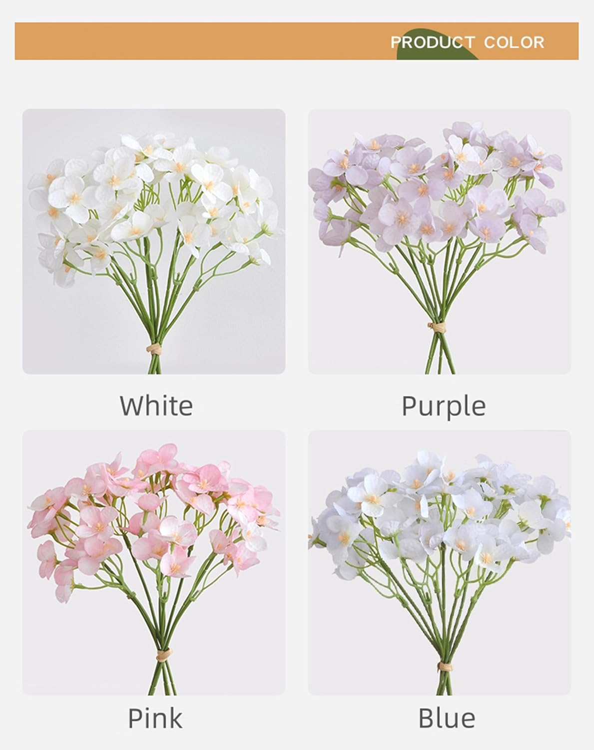 AU023-4 Artificial Hydrangea Flower 1 PCS Blue Bouquet,Ideal for Shooting Props Wedding Decoration Home Furnishings,26Cm(10.2") - Purple image number 7