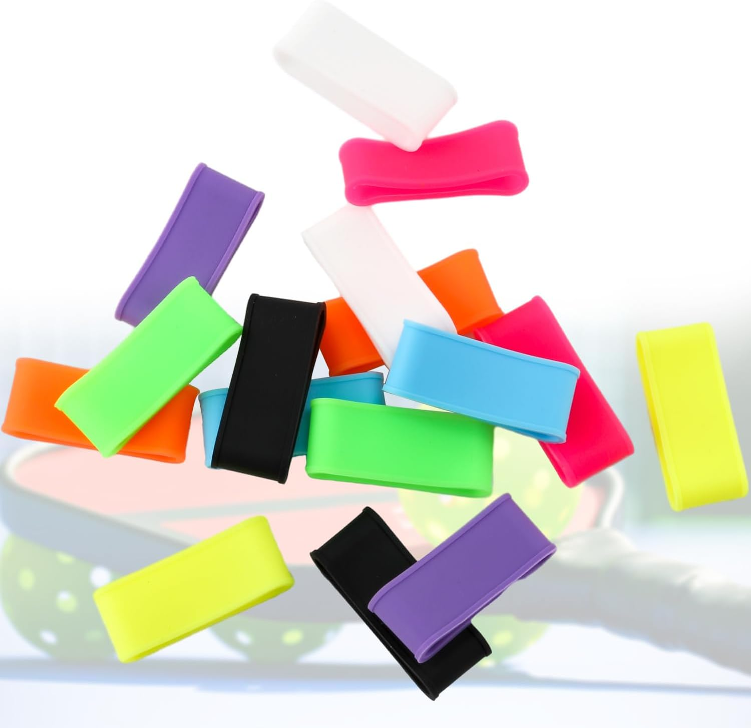 16Pcs Pickleball Paddle/Racket Grip Bands, Personalized Accessories DIY Gifts Silicone Ring Name Band for Racquetball Racket Pickleball Lovers Tennis Paddle Fixing Overgrip Tape (8 Colors) image number 3