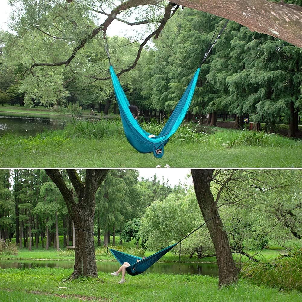 Camping Hammock with Two Tree Straps - Single or Double Nylon Travel Hammocks for Backpacking, Hiking - Camping Essentials & Gifts image number 6