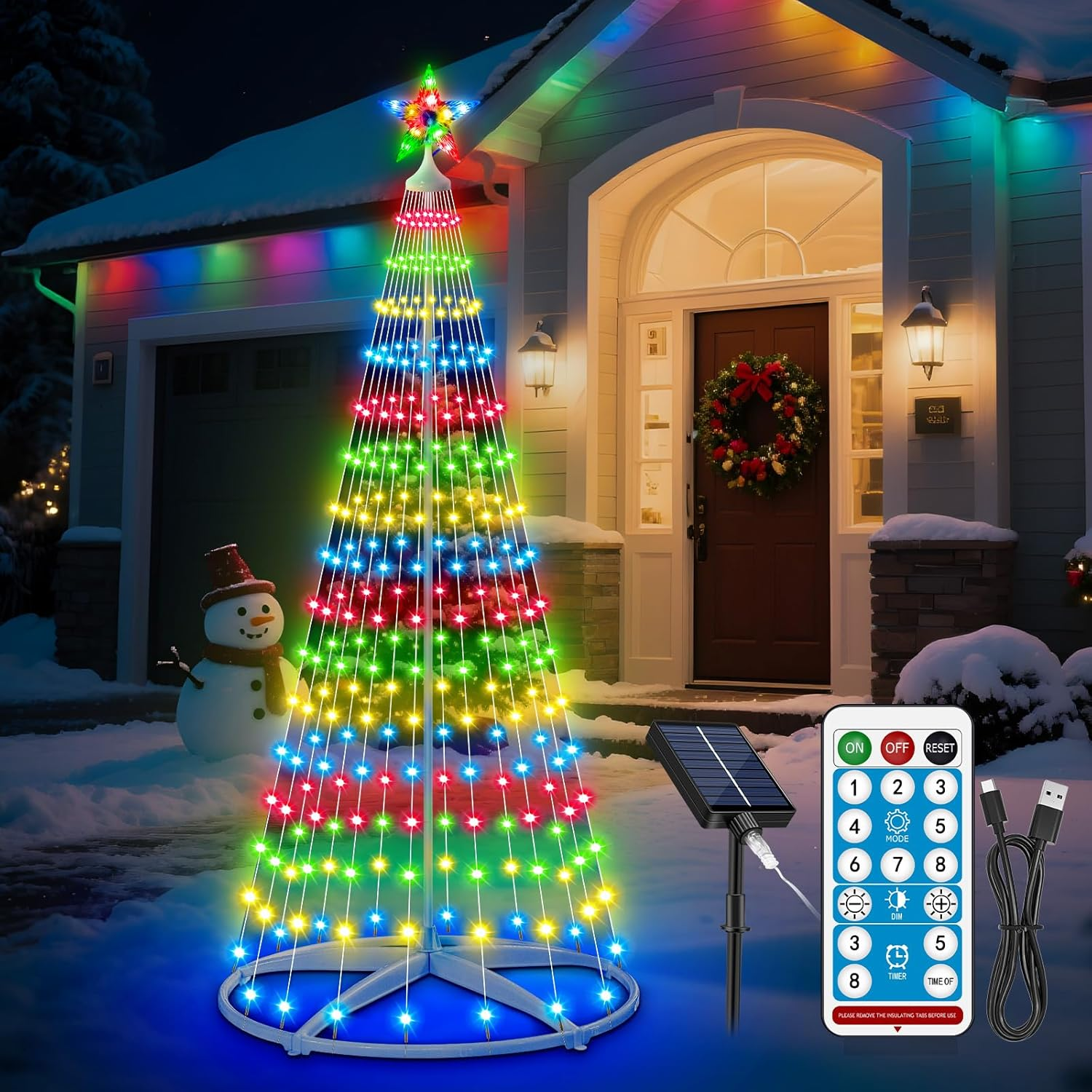 HELESIN 1.8M 252 LED Christmas Tree String Light, Christmas Lights Indoor Outdoor with 8 Flash Modes for Porch Yard Patio Outdoor Xmas Holiday Xmas Decor image number 1