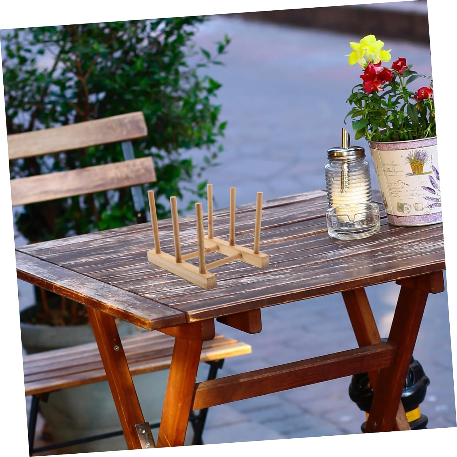 FELTECHELECTR 2Pcs Bamboo Draining Rack Storage Rack Mug Holder Stand Dish Drainer Home Organizer