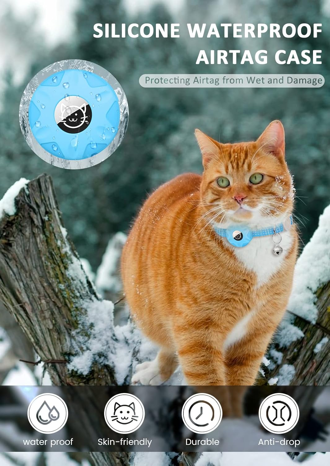 Airtag Cat Collar, Reflective Kitten Collar Breakaway Apple Air Tag Cat Collar, GPS Cat Collar with Airtag Holder and Bell, Lightweight Tracker Cat Collars for Girl Boy Cats Puppies (Luminous Blue) - Luminous Blue image number 5