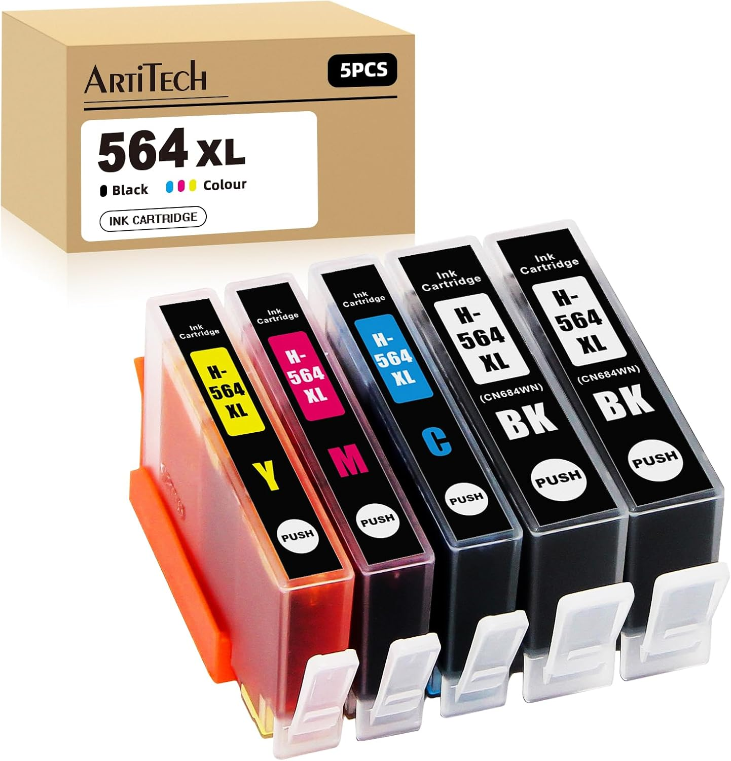 Artitech 564XL Ink Cartridges Compatible for HP 564XL Ink Cartridges Replacement for HP 5520 6520 7520 5510 6510 7510 7525 Officejet 4610 4620 (2BK, 1C, 1M, 1Y) image number 2
