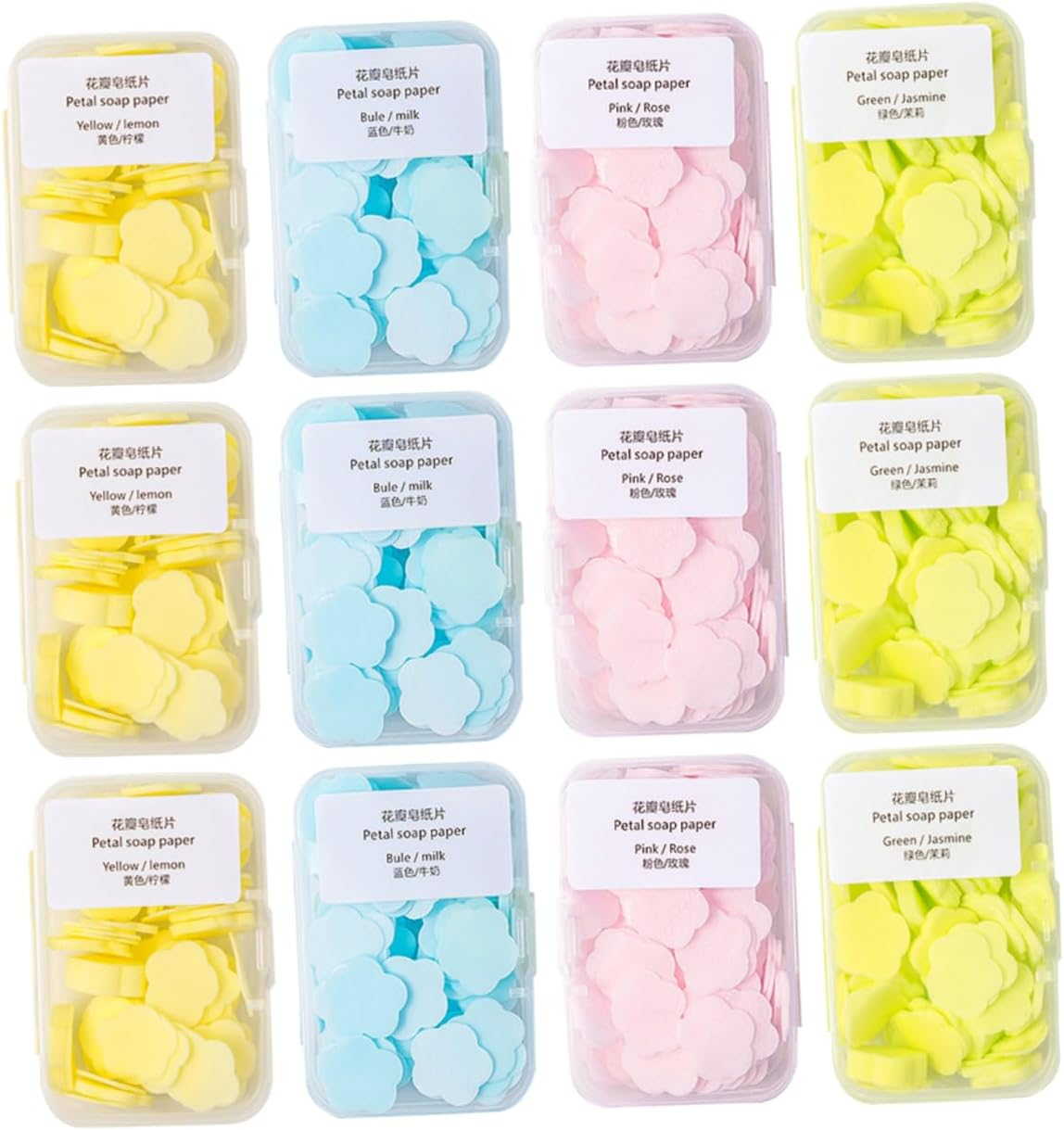 Alasum 16-Box Portable Soap Sheets Set Travel-Friendly Disposable Soap Flakes Lemon Milk Rose and Jasmine Scents for Hand Washing Go image number 1