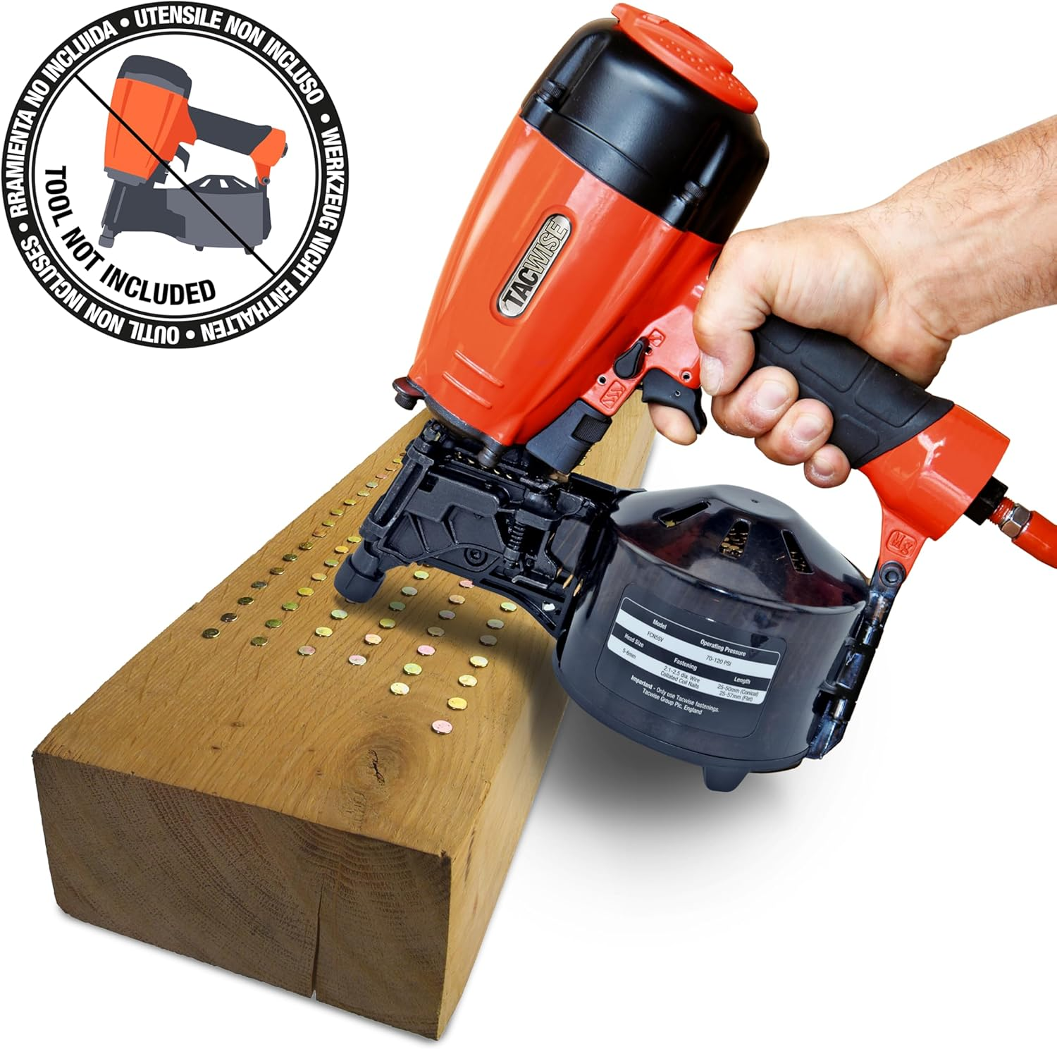 TACWISE 1795 Type 2.1/38Mm Galvanised Spherical Coil Nails Diamond Tip Ring Shank 16&deg; Inclined Wire Bound Pack of 5400 image number 5