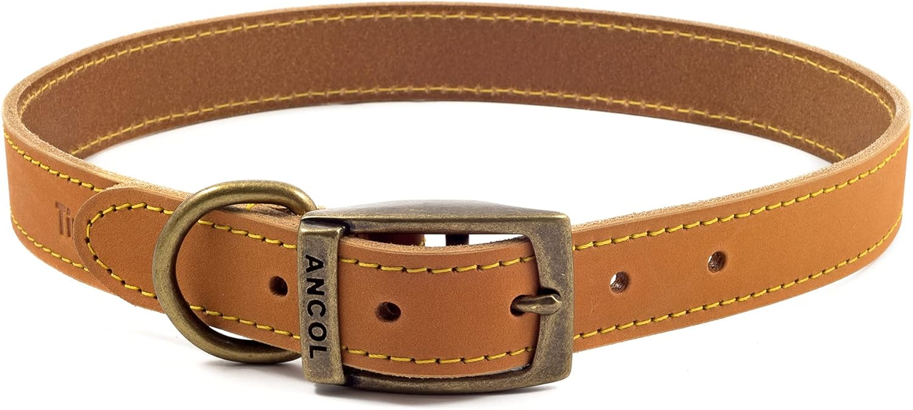 Ancol Timberwolf Leather Dog Collar Mustard Collar, 50-59 Cm, Mustard