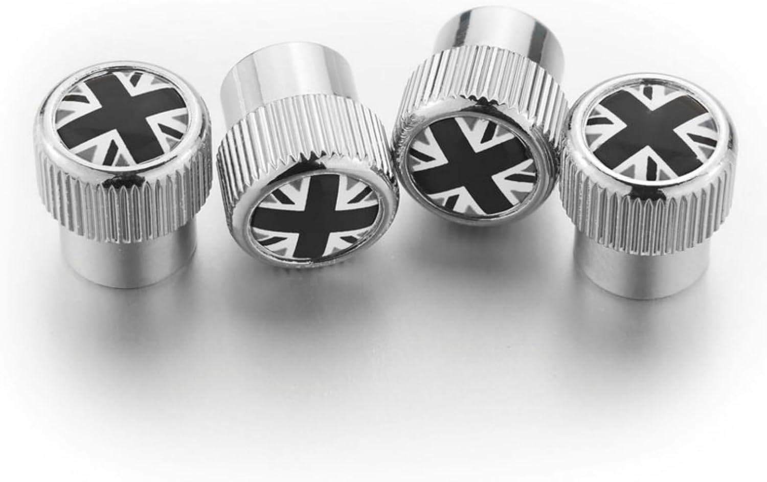 Heinmo for Cooper F/R Series Car Tyre Wheel Stem Air Valve Cap Dust Protection Tyre Valve Stem Caps Union Jack 4 Pieces (SV Gray) image number 1