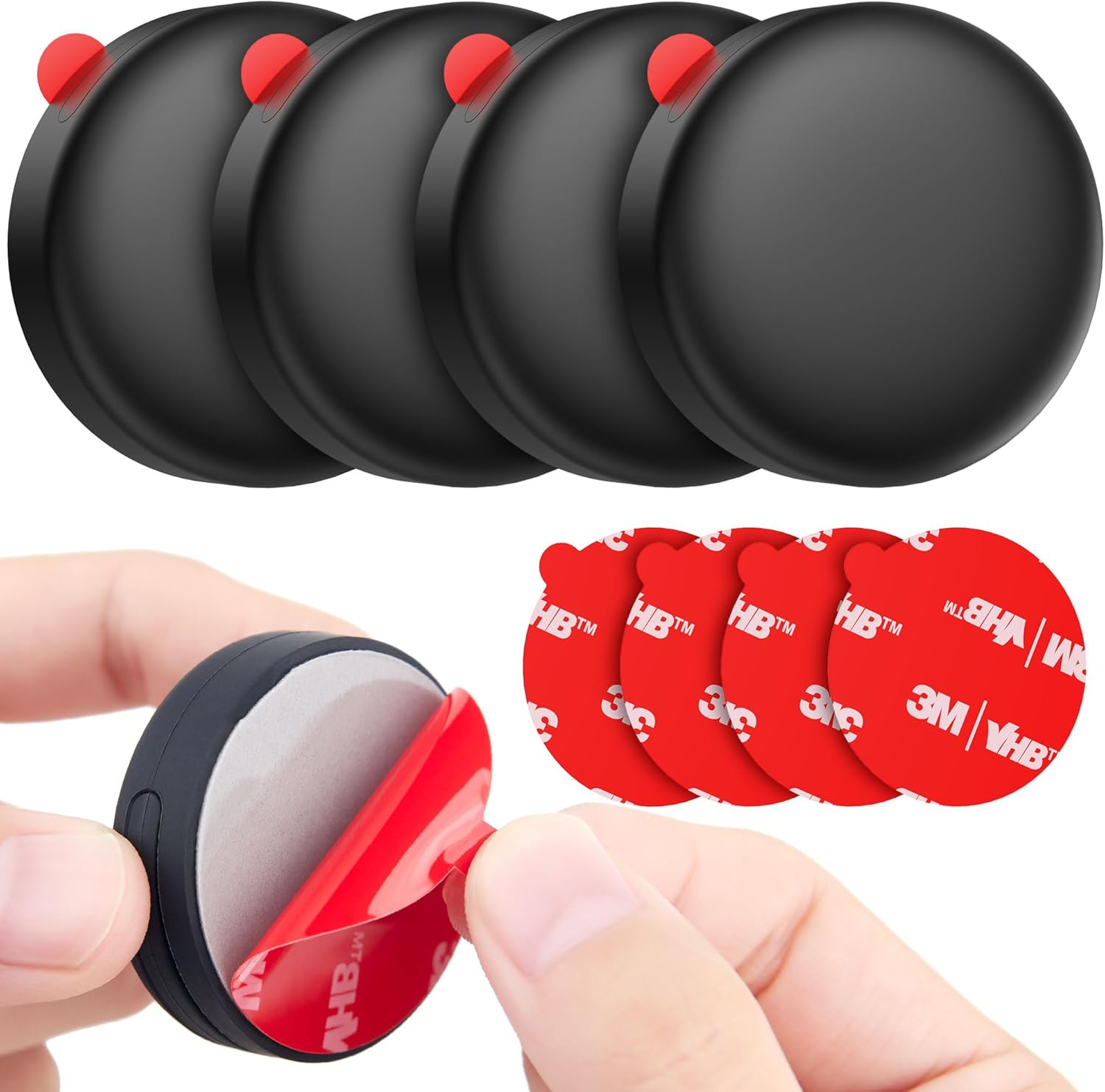 [2 Pack] for Airtag Holder, Case with Ultra Adhesive Sticker, Airtag Silicone Sticker Mount for Bike Wallet TV Remote Drone Camera Luggage Hidden (Black) image number 5