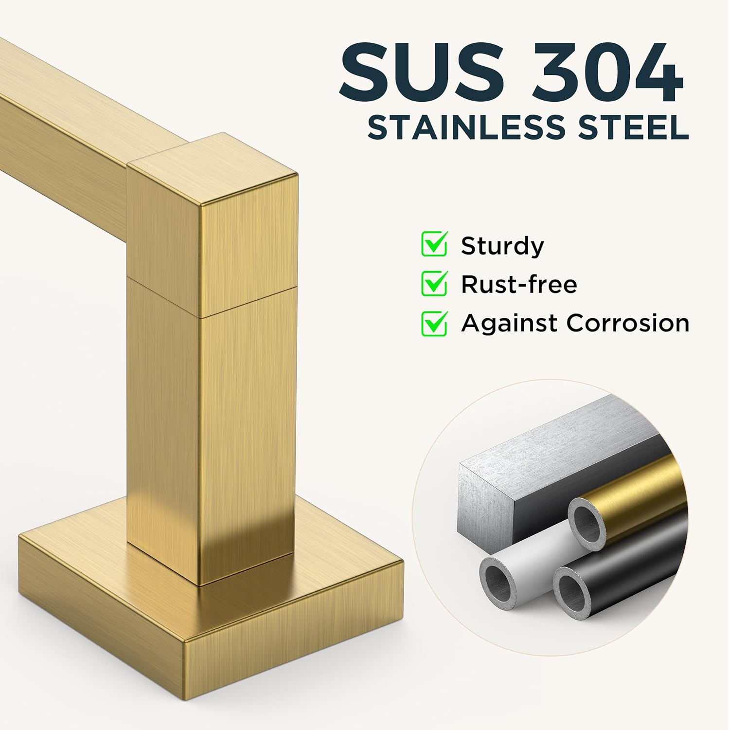 FORIOUS Toilet Roll Holder, Wall Mount Pivoting Towel Ring Set, SUS304 Stainless Steel Bathroom Tissue Holder, Modern Bathroom Hardware Set, Gold image number 2