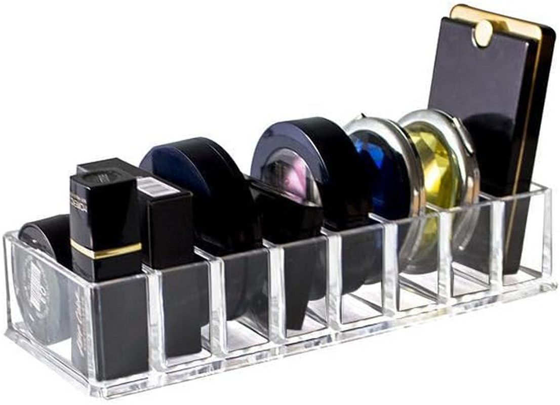 1 Pack Makeup Organizer, 8 Compartments Acrylic Makeup Storage Jewelry Display Boxes, Clear Cosmetic Display Cases for Dresser Vanity Bathroom Kitchen image number 1