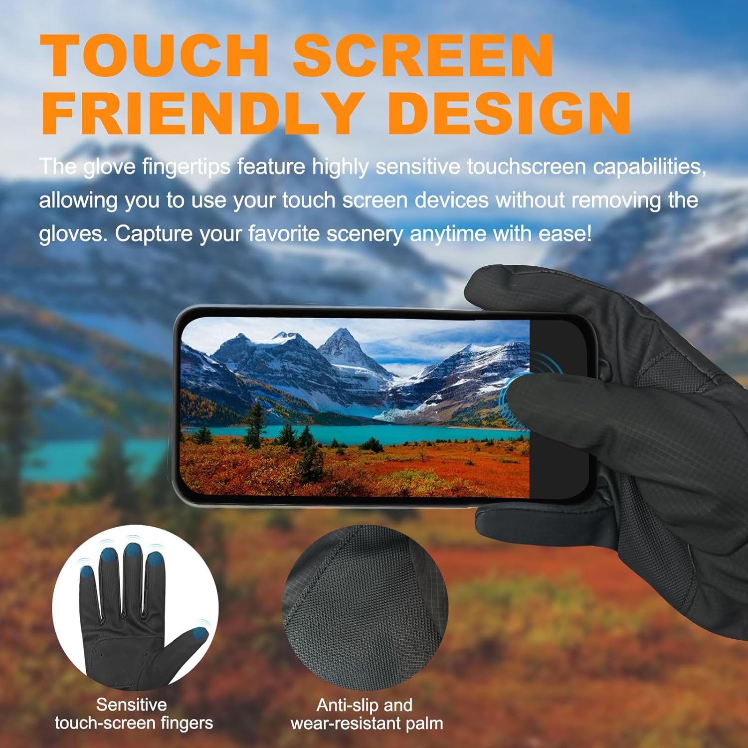 LOKZEER Winter Gloves for Men Women &ndash; Touch Screen Waterproof Windproof Warm Gloves with Thermal Lining for Running, Driving, Cycling, Hiking, and Cold Weather Outdoor Activities image number 6