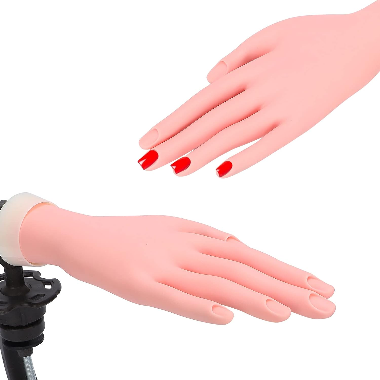 Practice Hand for Nails, Flexible Bendable Nail Hand Nail Practice Hands Silicone Realistic Nail Training Practice Hand Stand for DIY Manicure for Art Display image number 2