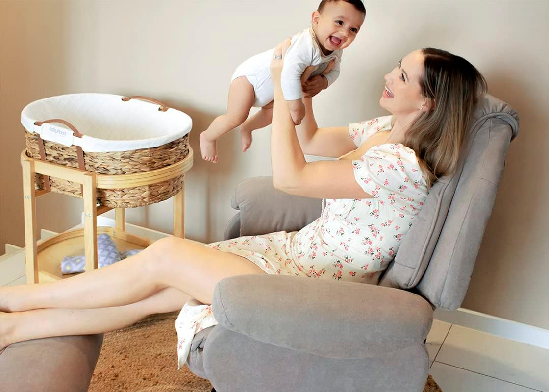 Babyhood Vogue Feeding Glider Chair and Ottoman, Sandstone image number 2