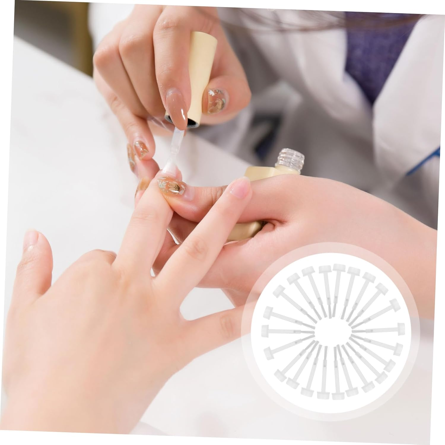 SAFIGLE Liquid Nail Polish Gel Brush 100Pcs Replacement Brush for Nail Polish Applicator image number 5