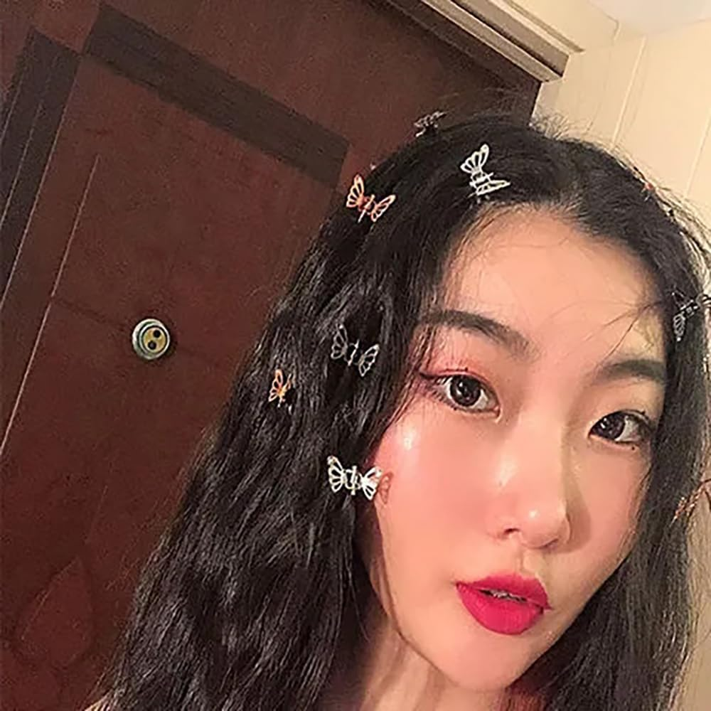 30 Pcs Butterfly Hair Clips Gold Metal Barrettes Claw Clips Strong Hold Non-Slip Alloy Hair Accessories for Women Small Mini Hollow Design image number 1