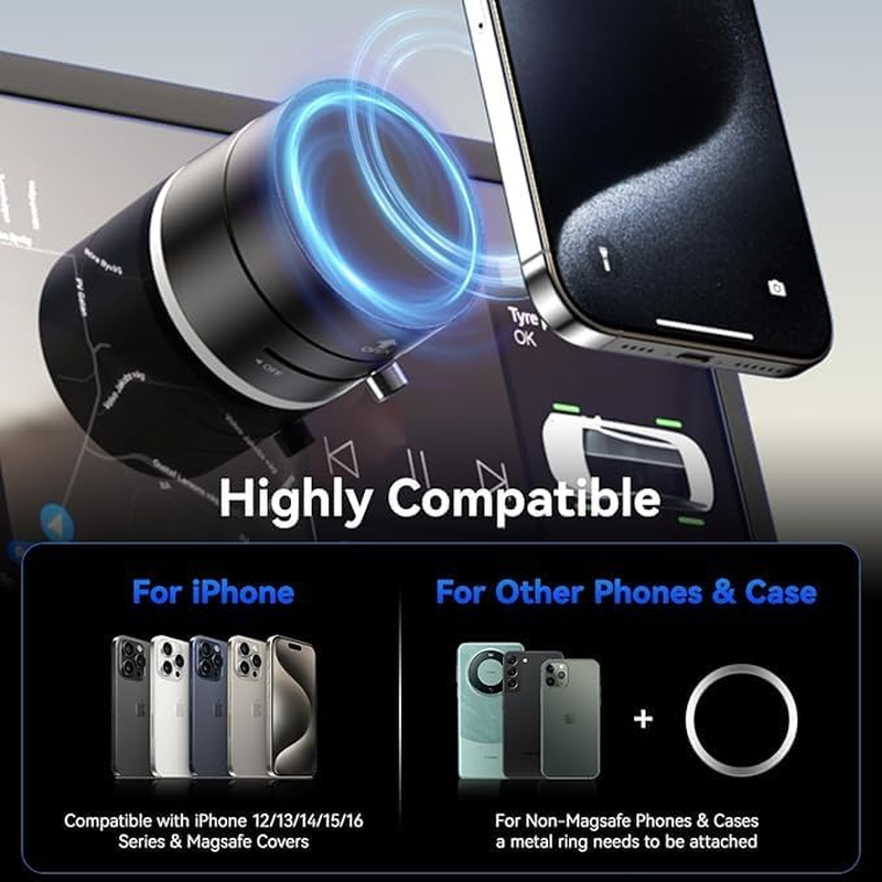 Foldable 360&deg; Magnetic Car Phone Holder, Dashboard Mount for All Smartphones, Universal Rotatable Phone Stand for Iphone and Android