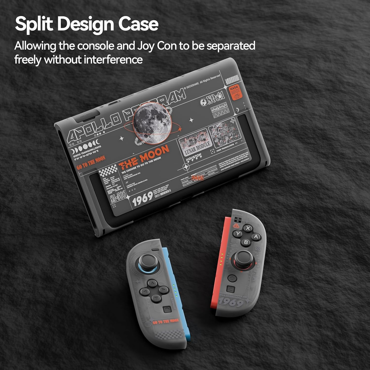 Geekshare Hard Case Compatible with Switch 2 (2025), Anti-Scratch Dockable Protective Cover for Switch 2 with Detachable Joy Con, the Moon(Frosted White) image number 4