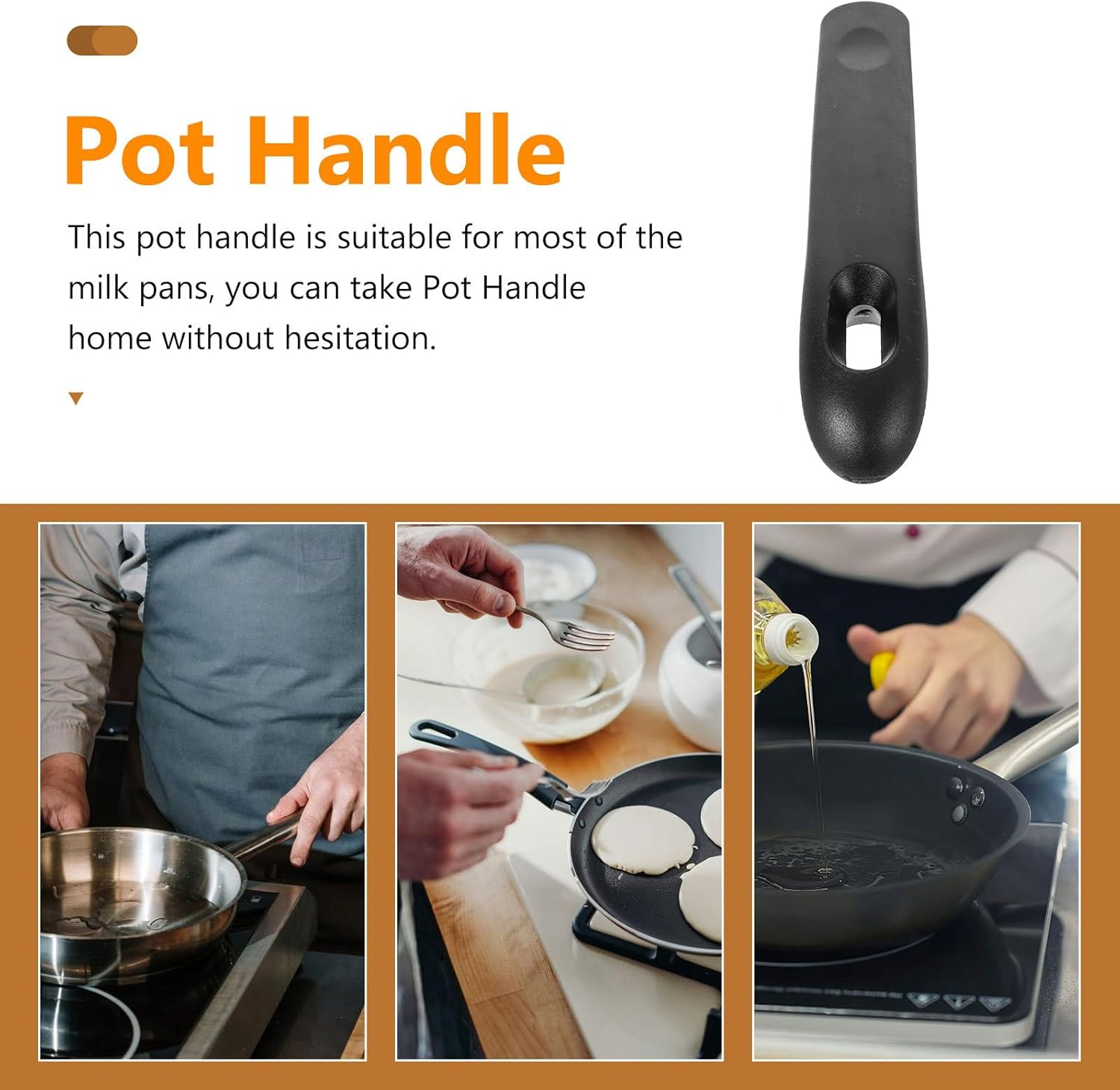 TOVINANNA Bakelite Pot Handle, Saucepan Handle Replacement Pan Handle Replaceable Anti-Scalding Pan Pot Handle Detachable Pan Pots and Pans Wok Scald-Proof Pot Handle Anti-Scald image number 5
