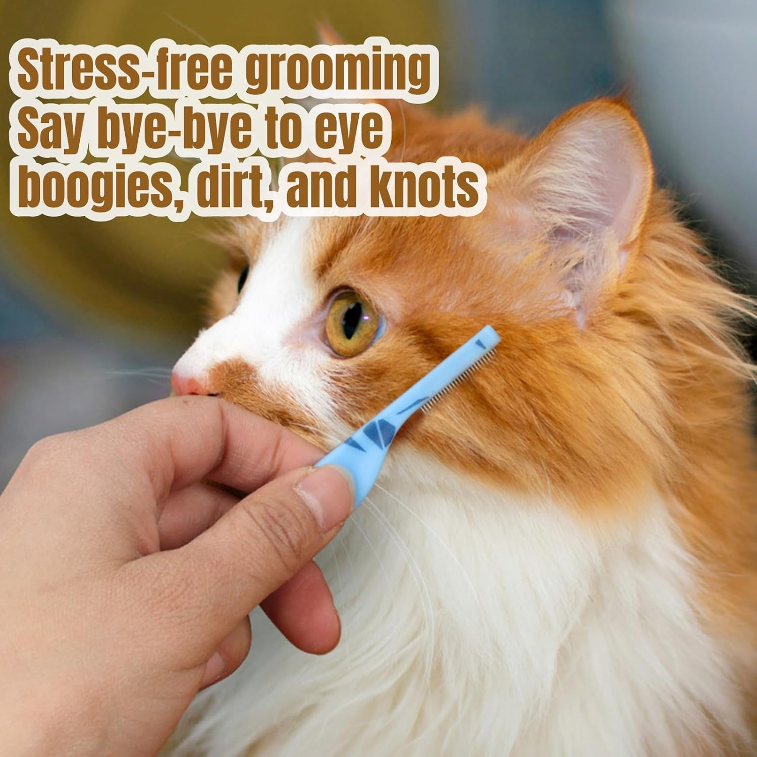 Kawlxpp Mini Pet Face & Detail Grooming Set Rounded-Tip Stainless Steel Comb & Scissors Safe for Eyes, Paws & Sensitive Areas 2-Piece Kit for Dogs & Cats