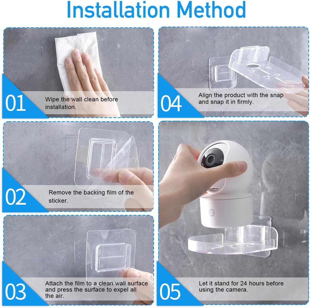 Clear Acrylic Wall Shelf 4 Pack for Surveillance Cameras,Clear Acrylic Floating Shelf for Camera, Adhesive Floating Shelf for Security Cameras,Adhesive Baby Monitor Wall Moun Shelves (Clear) image number 6