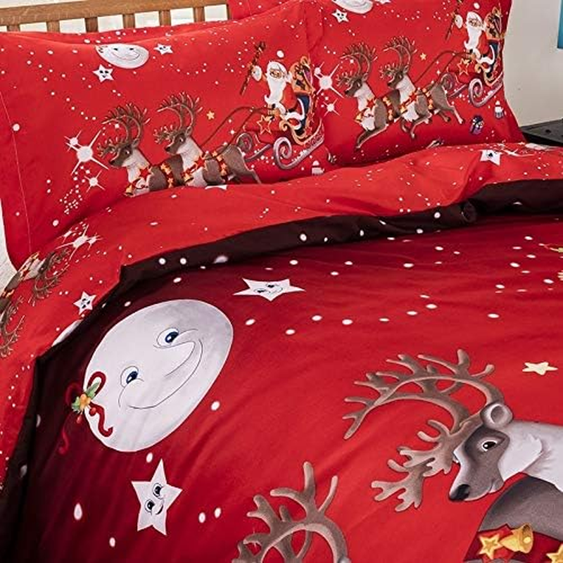 Home Textile 3D Merry Christmas Bedding Set Santa Claus Red Duvet Cover and Pillow Case Set, Size:200X230Cm(Red) Home Textile (Color : Red) image number 3
