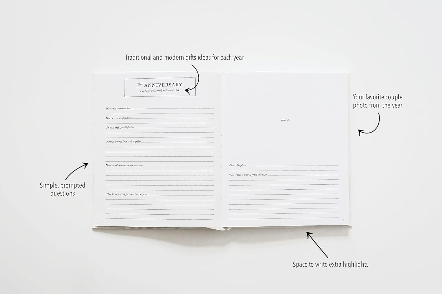 Anniversary Journal by Duncan & Stone - Taupe | Wedding Journal Book for Couples | Marriage Scrapbook Gift | Memory Gifts for Couples | Keepsake for Anniversaries image number 5