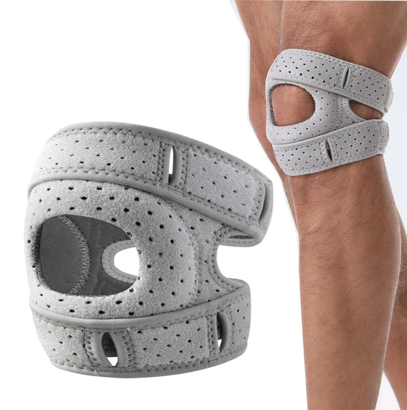 Bestek 2PCS Wellness Knee Brace,Adjustable Patella Tendon Knee Strap Sleeve,Knee Support for Arthritis Pain, Injury Recovery, Running,Workout,Men,Women-Black